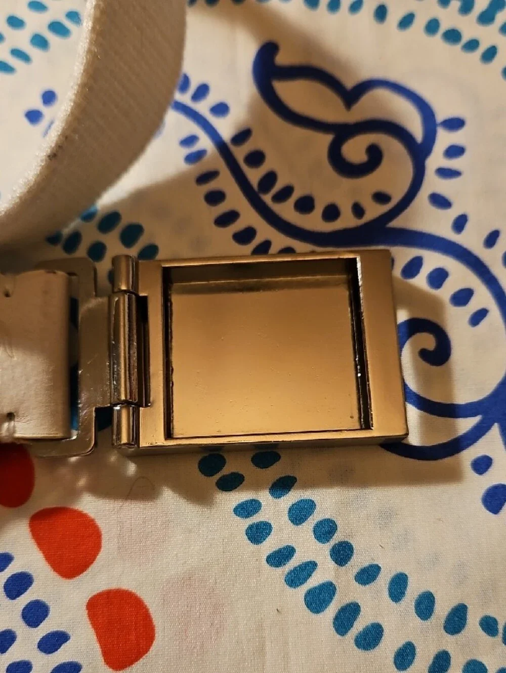 Lacoste White Textile Belt with Silver Croc Buckle